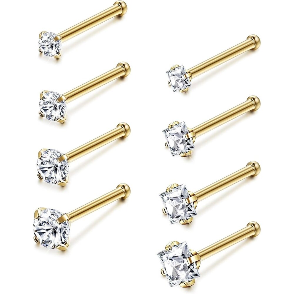 Luxury 8Piece Surgical Stainless Steel Nose Jewelry  Hypoallergenic Design